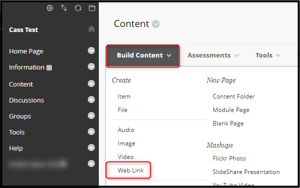 Build content, web link.